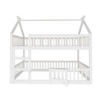 litera 140x200cm madera maciza con escaleras blanco