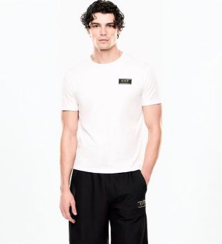 EA7 para hombre. 7M001331_AF13739 Camiseta de cuello redondo blanco (XL), Casual, Algodón, Manga corta