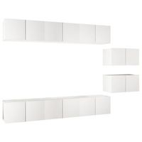 mueble de tv 8 piezas de madera contrachapada blanco vidaxl