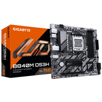 gigabyte amd b840m ds3h placa base - procesadores amd ryzen 9000 vrm de 822 fases hasta 8200 mhz ddr5 2xpcie 40 m2 lan 25gbe usb 32 gen 1