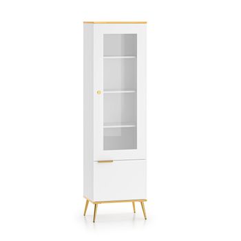 Vitrina 2 puertas blanca y dorada fachada de mdf blanco