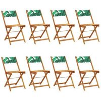 pack 8 uds sillas de jardin  silla de exterior  sillon reclinables madera maciza y tela verde