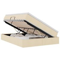 cama con almacenamiento y colchon crema 140 x 190 cm poliester vidaxl