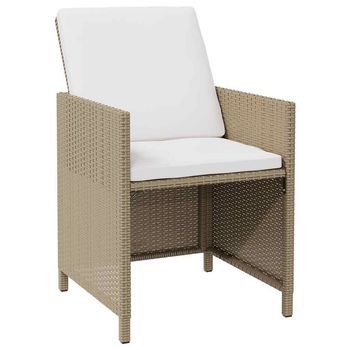 Pack 2 Uds Sillas De Jardín | Silla De Exterior | Sillón Con Taburetes Ratán Sintético Beige