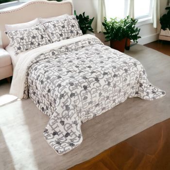 Edredón Nórdico Con Borreguito Y Funda Almohada, 240 X 260 Cm, Gris