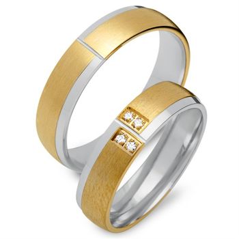 Alianzas 8 quilates oro amarillo-blanco 4 diamantes