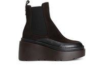 botin de mujer en ante y plataforma dark brown