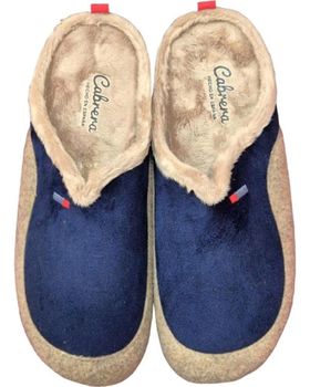 de CABRERA ZAPATILLA DE CASA DE TELA CON SUELA DE GOMA MARINO