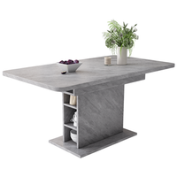mesa de comedor extensible con espacio de almacenamiento - mesa de comedor rectangular - aspecto hormigon - gris