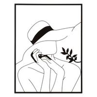 panel decorativo 3d en metal negro mujer con sombrero cm 60x1x80
