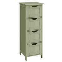armario de bano auxiliar de 4 cajones con estructura de mdf - verde laurel