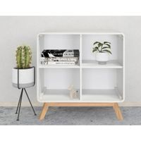 libreria con 4 estantes en efecto de madera blanca
