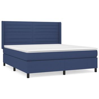 Cama Box Spring Con Colchón Tela Azul 180x200 Cm Vidaxl