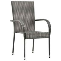 pack 2 uds sillas de jardin  silla de exterior  sillon apilables ratan sintetico gris