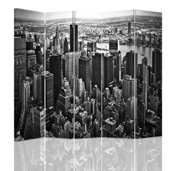 Biombo Nyc Skyline - Separador De Ambientes Cm. 180x180 (5 Paneles)