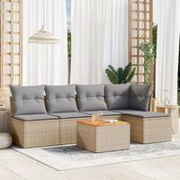 conjunto de sofas jardin con cojines beige mezcla 6 uds  mueble jardin mesa y sillas ratan pe cfw709888