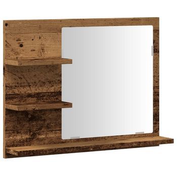 Espejo Mueble De Cuarto De Baño | Armario De Baño Madera Envejecida 60x10,5x45 Cm