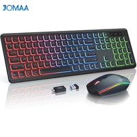 combo de teclado y raton inalambricos con retroiluminacion rgb letras iluminadas recargables tamano completo ergonomico modo de reposo 24ghz