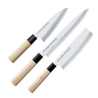 3 claveles nipon - kit cuchillos medianos tipo japones acero inoxidable y mango de arce