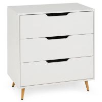 costway comoda de 3 cajones espaciosa con patas de madera resistente al peso para dormitorio almacenaje organizado 695 x 40 x 79 cm blanconatural