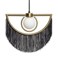lampara colgante metal con flecos dalila negro