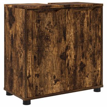 Armario Para Lavabo De Baño Roble Ahumado 60 X 30 X 60 Cm Vidaxl