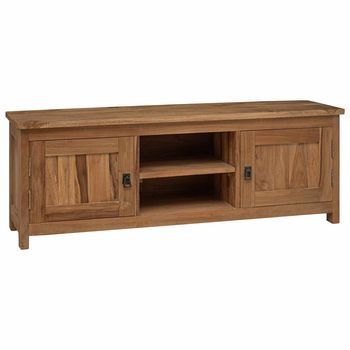 Mueble De Tv 110 X 30 X 40 Cm Natural Madera De Teca Maciza Vidaxl