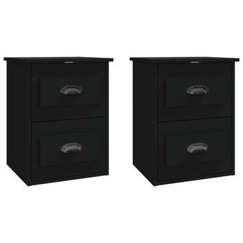 Mesitas De Noche De Pared 2 Uds Negras 41,5x36x53 Cm Vidaxl
