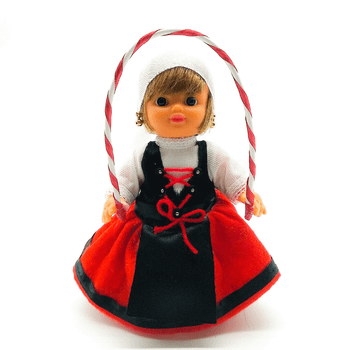 Muñeca regional Vasca Folk Artesanía original colección 15 cm.vestido típico País Vasco, fabricada en España.