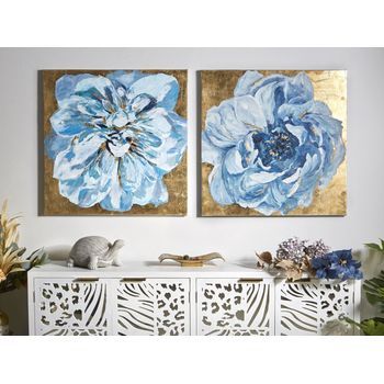 Oleo Flor Con Oro 70x70 Cms. S/2 70x3x70 Cms