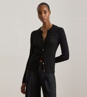 lauren ralph lauren para mujer 200p14040003 cardigan de algodon en punto de ochos negro s casual manga larga