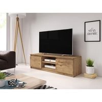 mueble de tv 120 cm dingo mueble de television mueble de salon iluminacion led incluida color castano