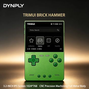 TRIMUI Brick Hammer, Consola de Juegos Portátil con Pantalla IPS de 3.2'', CNC, Totalmente Metálica, Juegos Retro, Sistema Linux, Dispositivo de Videojuegos
