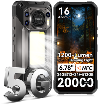 Oukitel WP61 5G Smartphone Resistente 36GB(12+24)+512GB Android 16 Pantalla HD+ 6,78'' Linterna de Camping 1200 Lúmenes 20000mAh 45W 108MP NFC