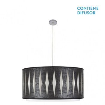 AKUNADECOR Colgante Regulable Madera/cromo Alexandra 3xe27 Fabrialamp