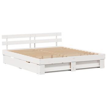 Estructura De Cama Blanco 180 X 200 Cm Madera Maciza De Pino