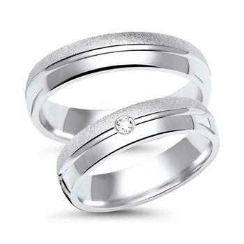 Alianzas 8 quilates oro blanco con diamante