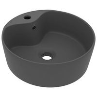 lavabo de bano moderno  lavabo lujoso con rebosadero ceramica gris oscuro mate 36x13 cm