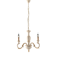 lampara de arana fiorenza en madera de marfil y pan de oro 3 luces 110 o43 bl172-3-av