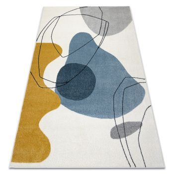 Alfombra Fusion 7158 Blanco / Amarillo / Azul - Geométrica, Moderna,  280x370 Cm