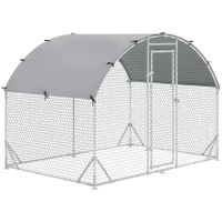 pawhut gallinero 280x190x197 cm con cubierta de tela oxford impermeable y resistente a los rayos uv para patio plata   aosom espana