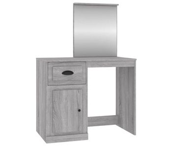 Tocador - tocador de maquillaje - mesa de tocador y espejo madera contrachapada gris sonoma 90x50x132,5cm