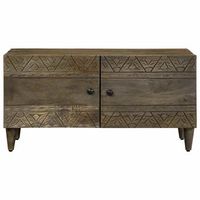 mesa de cafe - mesa de centro de madera maciza de mango gris claro 80x50x40 cm