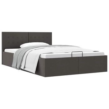 Cama Canapé Hidráulica De Almacenaje Sin Colchón Gris 140x200cm Vidaxl