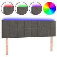cabecero cama  panel de cabecera con led de terciopelo gris oscuro 144x5x7888 cm