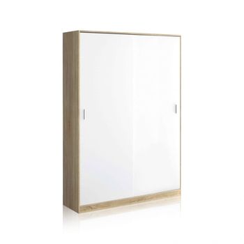 Armario de puertas correderas 120x200 cm blanco roble