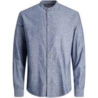 jack  jones camisa manga larga 12248385 jjesummer band linen blend shirt ls sn faded denim para hombre