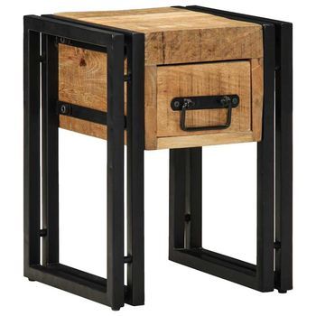 Vidaxl Mesa Auxiliar Con Cajón 30 X 30 X 40 Cm Madera De Mango Maciza
