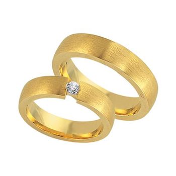 Alianzas 14 quilates oro amarillo con diamante