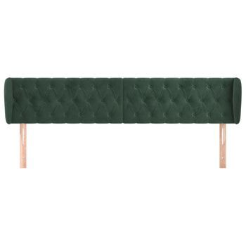 Cabecero Cama Mueble De Dormitorio De Terciopelo Verde Oscuro 183 X 23 X 78/88 Cm Verde M02_0008594